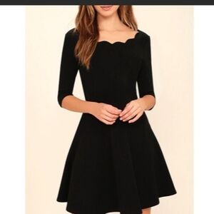 Elegant Black Scalloped Dress